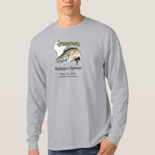 T-shirt Chemise T-Ouverteur Walleye sur mesure Lake/Date W