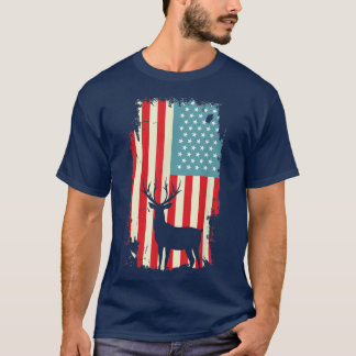 T-shirt Chemise T Patriotique American Deer Hunter Pour Le