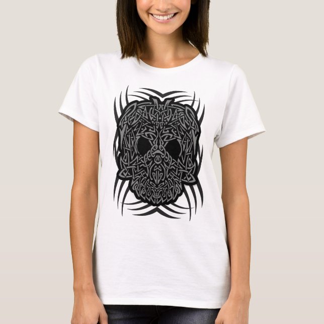 T-shirt Chemise tribale impressionnante de crâne (Devant)