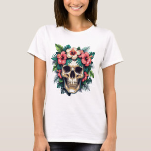 T-SHIRT CHEMISE TROPICALE À CRÂNE POUR FEMME