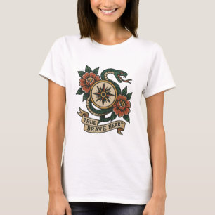 T-shirt Chemise True Brave Heart Compass Rose Panel