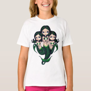 T-shirt Chemise verte de triplets de sirène