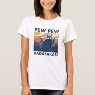 T-shirt Chemise Vintage Black Cat Pew Pew Madafakas
