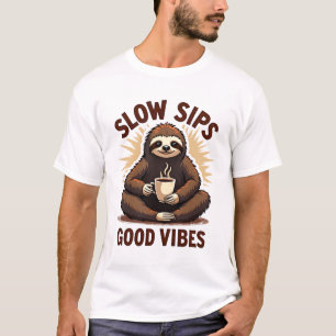 T-shirt Chemise vintage café paresseux humour lent matin m