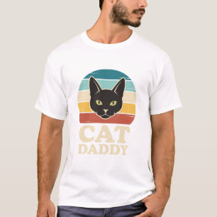 T-shirt Chemise Vintage Chat Papa Chat Noir Rétro Coucher