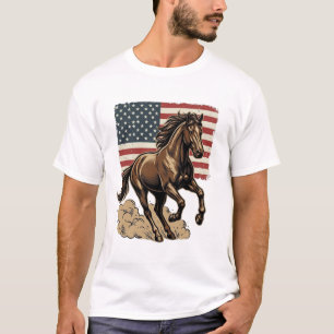 T-shirt Chemise vintage cheval au galop drapeau américain