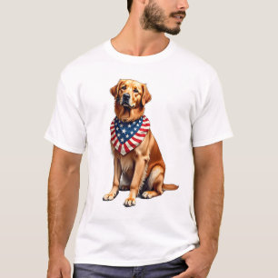 T-shirt Chemise Vintage Classique Patriotique Golden Retri