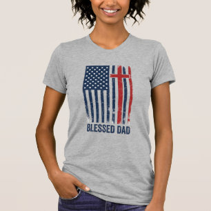 T-shirt Chemise Vintage Croix Drapeau Chrétien Papa Bénit 