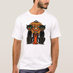 T-shirt chemise vintage de chats noirs de Halloween des