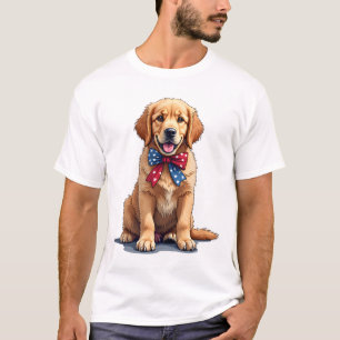 T-shirt Chemise Vintage de chiot Golden Retriever Patrioti