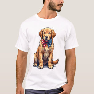 T-shirt Chemise vintage de chiot Golden Retriever patrioti