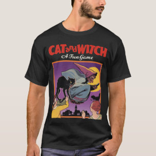 T-shirt Chemise vintage de jeu de chat et de sorcière de