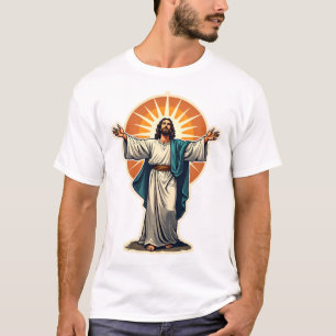 T-shirt Chemise vintage gravure Christ ressuscité Rays 2
