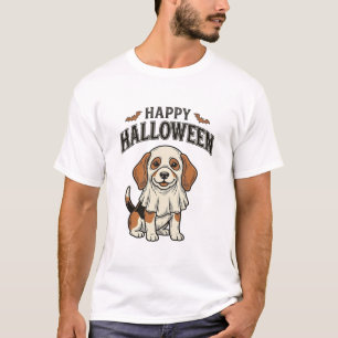 T-shirt Chemise vintage gravure de chien fantôme Halloween
