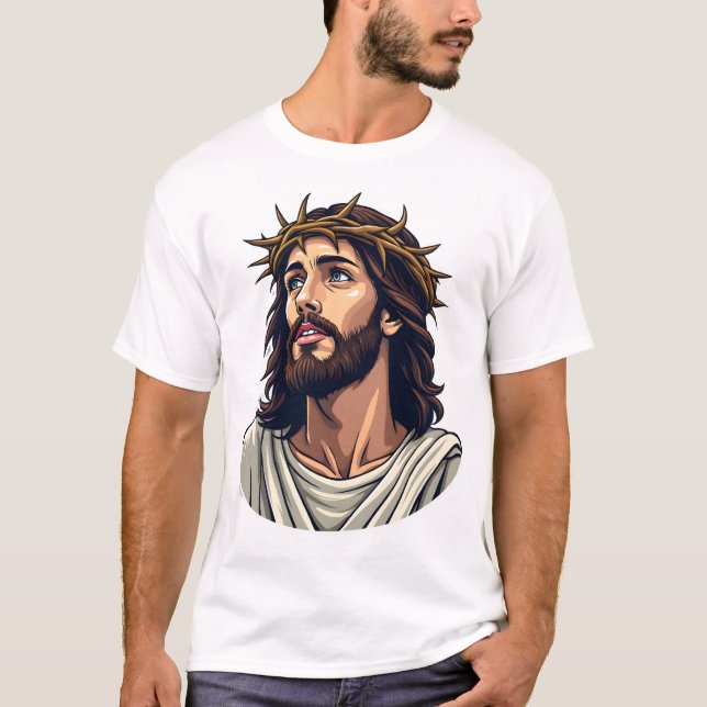 T-shirt Chemise vintage gravure Jésus Couronne d'Épines 2 (Devant)