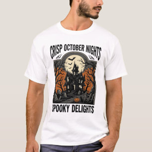 T-shirt Chemise vintage Halloween avec nuit d'octobre hant