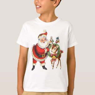 T-shirt Chemise vintage père Noël et rennes