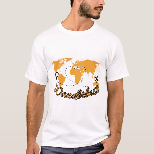 T-shirt Chemise Wanderlust | Chemise Graphique Carte d'Ave (Devant)