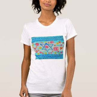 T-shirt Chemise Whimsical du drapeau israélien avec fleurs
