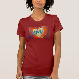 T-shirt Chemises avec mots inspirants Love Hearts Ripple