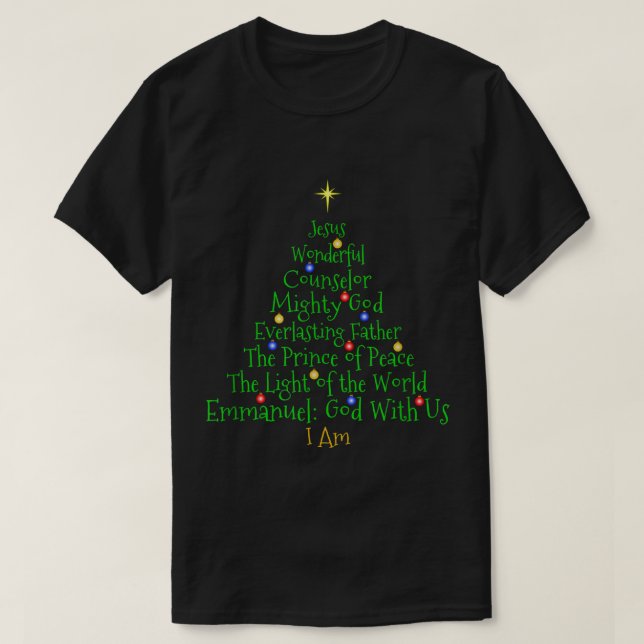 T-shirt Chemises chrétiennes de Noël Noms bibliques de Jés (Design devant)