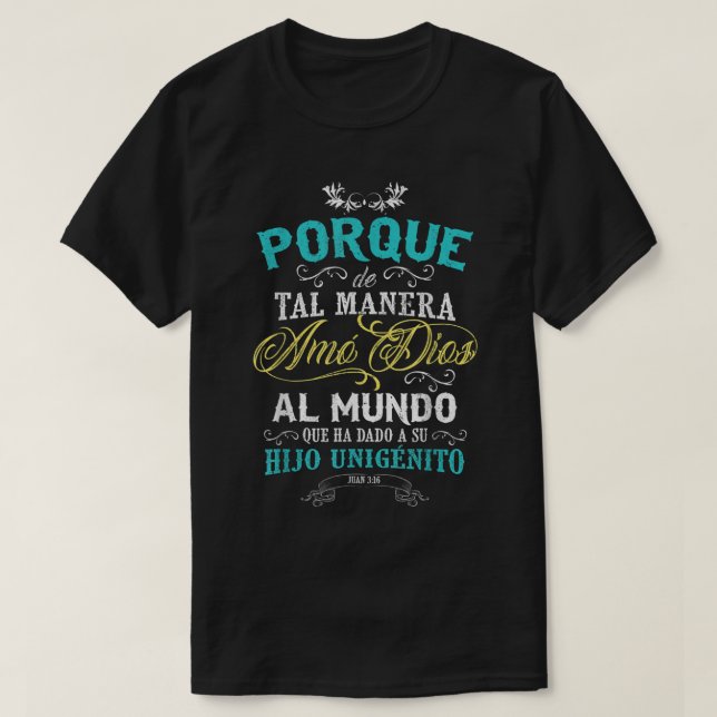 T-shirt Chemises chrétiennes en espagnol Camisetas sobre J (Design devant)