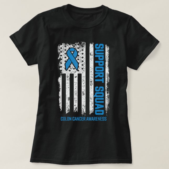 T-shirt Chemises contre le cancer du côlon Soutien de l'éq (Design devant)