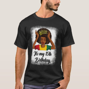 T-shirt Chemises d'anniversaire Afro 15ème pour filles, Bi
