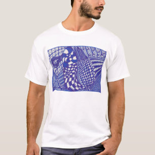 T-shirt Chemises de dessin abstraites en bleu blanc