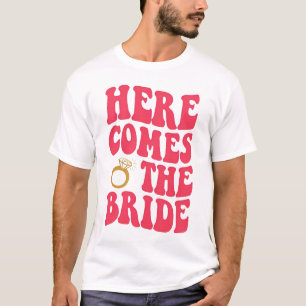T-shirt Chemises de Fête de Fiançailles, Ici