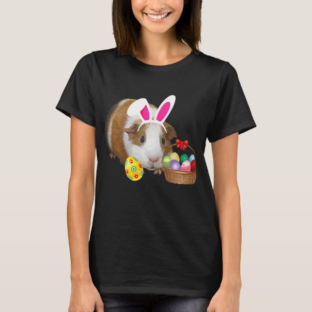 T-shirt Chemises de Pâques Guinée Pig Funny Bunny Oreilles (Devant)