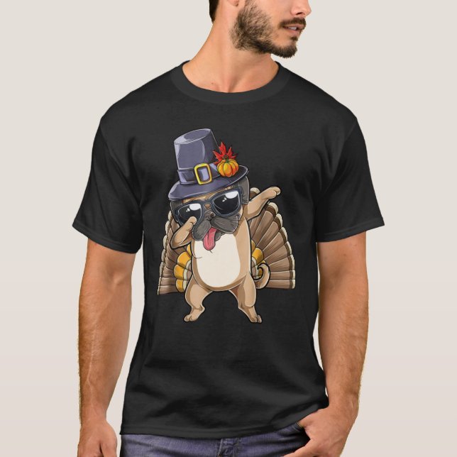 T-shirt Chemises de thanksgiving tamponnant le carlin (Devant)