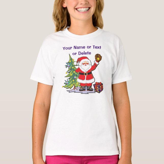T-shirt Chemises du base-ball de Noël de Père Noël de (Devant)