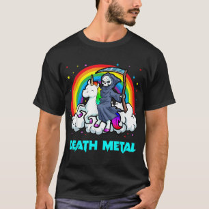 T-shirt Chemises en métal mort Unicorne arc-en-ciel Grim R