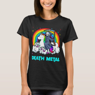 T-shirt Chemises en métal mort Unicorne arc-en-ciel Grim R