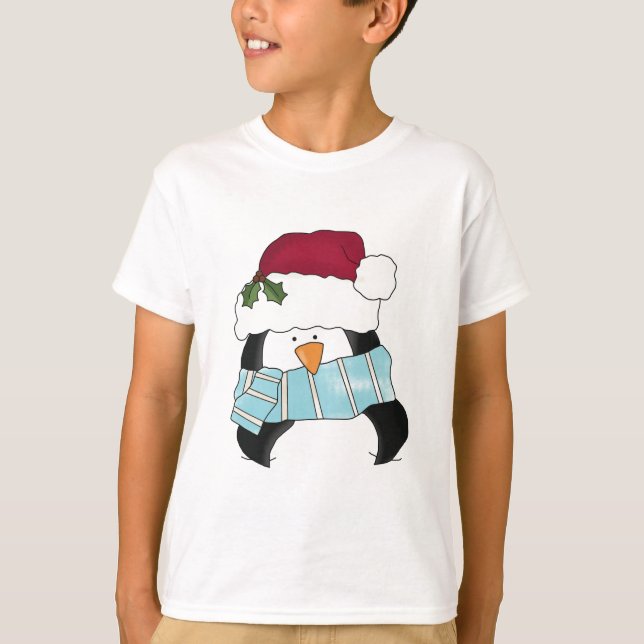 T-shirt Chemises et cadeaux de Noël en pingouin (Devant)