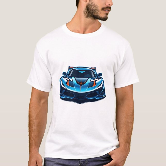 T-shirt Chemises futuristes bleues pour la conception de v (Devant)