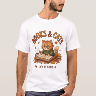 T-shirt Chemises Livres Et Chats La Vie Est Belle – Chat A