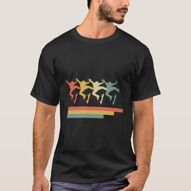 T-shirt Chemises Retro Skateboard Pour Hommes Patinage Vin (Devant)