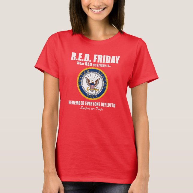 T-shirt Chemises rouges de vendredi de marine pour des (Devant)
