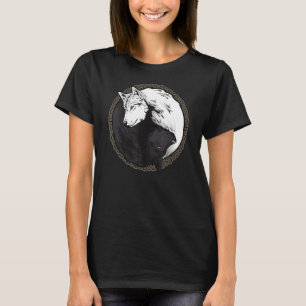 T-shirt Chemises Wolf, Yin Yang Wolves Cadeau animal