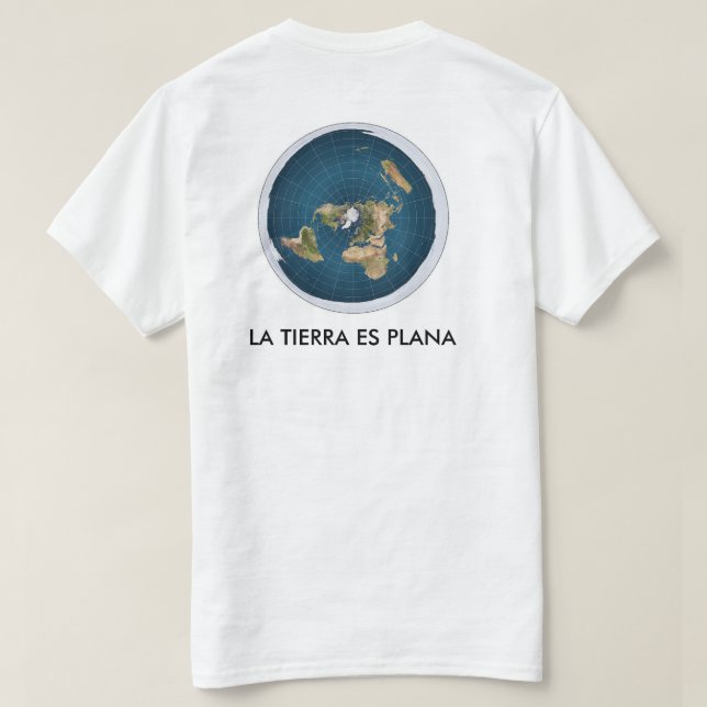 T-shirt chemisette blanche carte terre plate (Design dos)