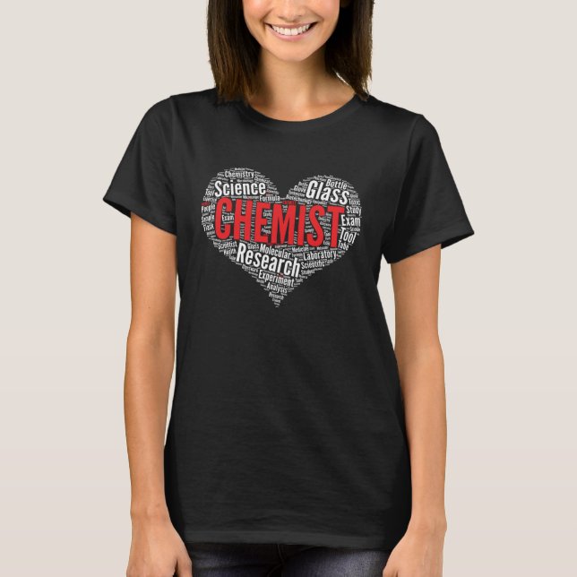 T-shirt Chemist Heart Shape Word Cloud Chemistry (Devant)