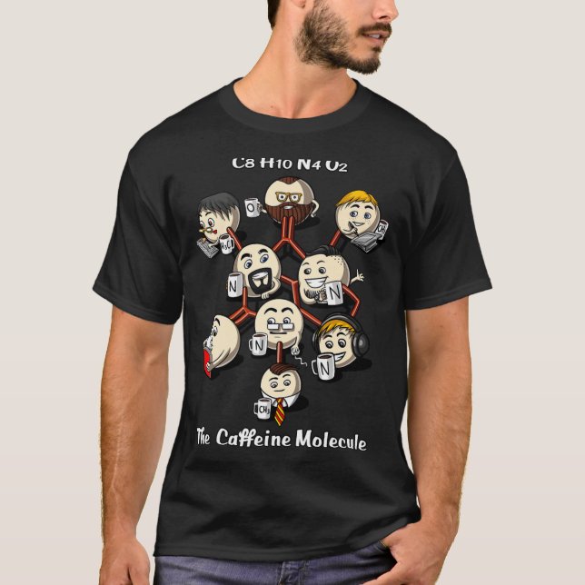 T-shirt Chemistry Caffeine Molecule Funny Science Geek Cof (Devant)