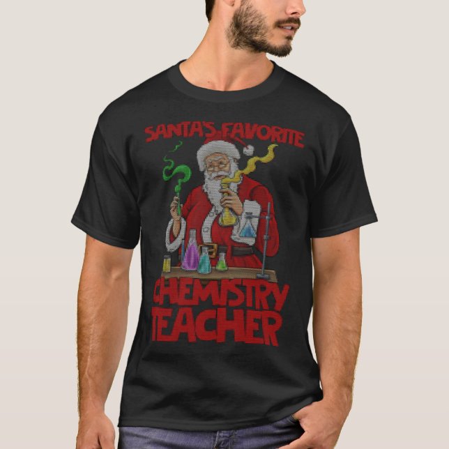 T-shirt Chemistry teacher Santa Claus Lab Work Ugly Christ (Devant)