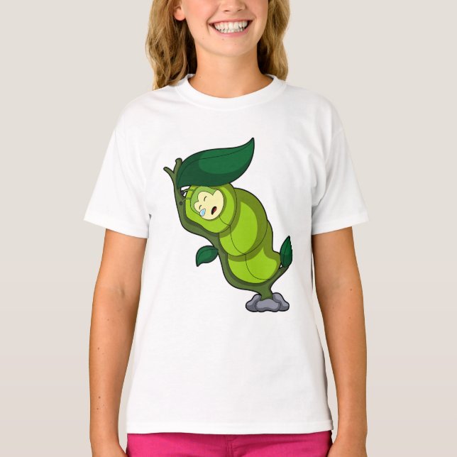 T-shirt Chenille endormie avec feuille (Devant)