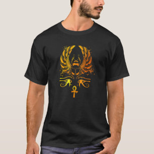 T-shirt Chepre Beetle avec glyphes égyptien Scarab