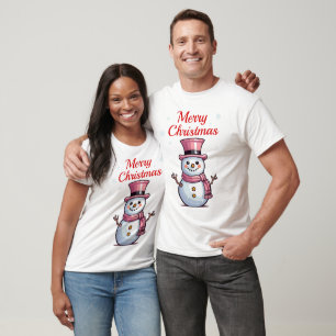 T-shirt Cher bonhomme de neige rose