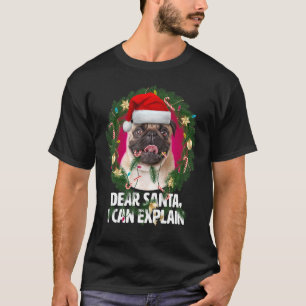T-shirt Cher Chien de Carlin mignon Père Noël était coquin