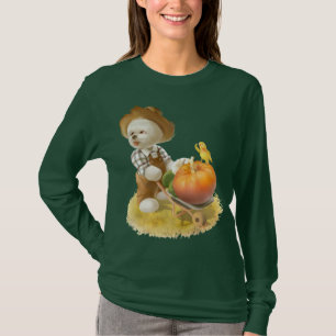 T-shirt Cher fermier chien avec Citrouille